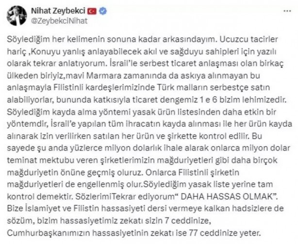 Foto - AK Parti’ye yakın Yeni Şafak yazarından AK Parti Genel Başkan Yardımcısı Nihat Zeybekci’ye olay "İsrail" tepkisi! "Bundan daha gerizekalıca açıklama görmedim"