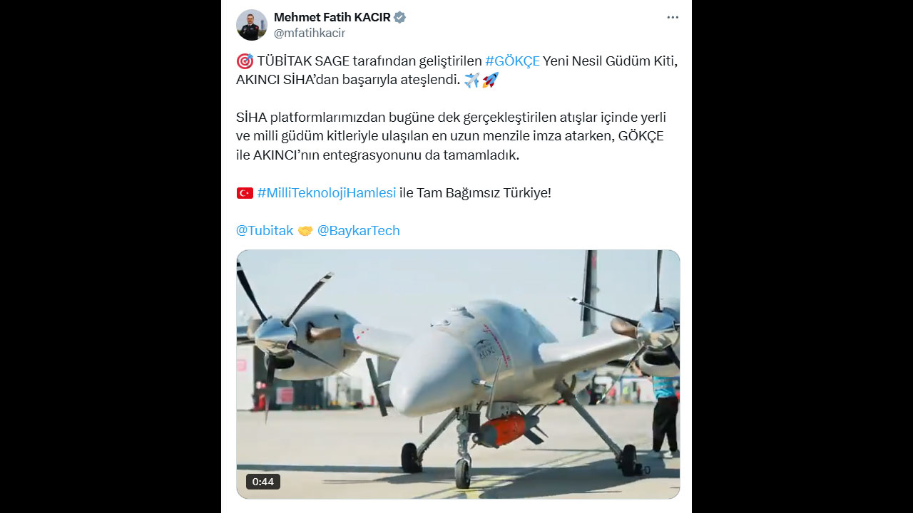 Foto - Akıncı SİHA'ya entegre edildi! 'GÖKÇE' başarıyla ateşlendi