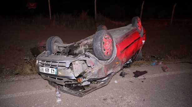 Aksaray’da otomobil takla attı