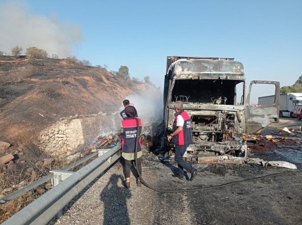 Foto - Alevlere teslim olan tırdaki 20 ton fındık küle döndü