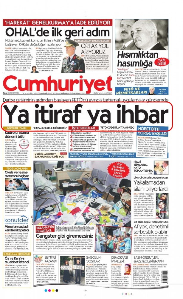 Foto - Ali İhsan Karahasanoğlu geçmiş 12 Ağustoslardaki gazete manşetlerini yorumladı