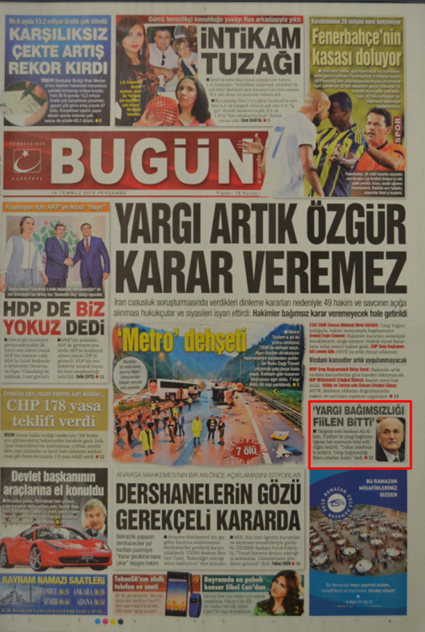 Foto - Ali İhsan Karahasanoğlu geçmiş 16 Temmuzlardaki gazete manşetlerini yorumladı