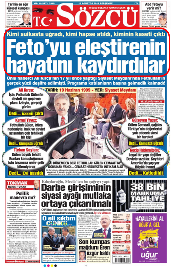 Foto - Ali İhsan Karahasanoğlu geçmiş 18 Ağustoslardaki gazete manşetlerini yorumladı