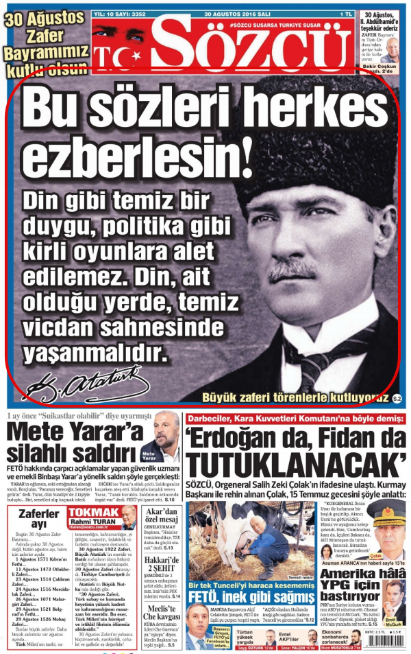 Foto - Ali İhsan Karahasanoğlu geçmiş 30 Ağustoslardaki gazete manşetlerini yorumladı