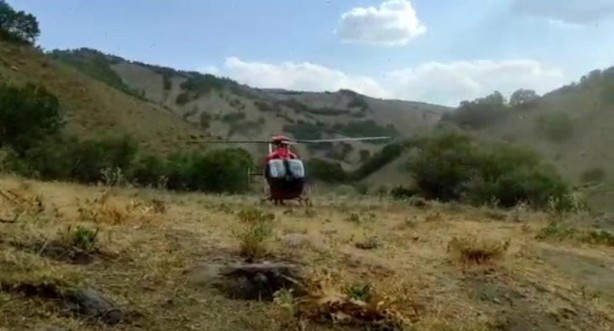 Ambulans helikopter, rahatsızlanan çoban için havalandı