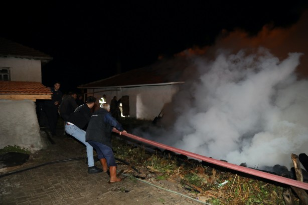 Foto - Ankara'da kırsal mahallede iki ev ile bir samanlık yandı