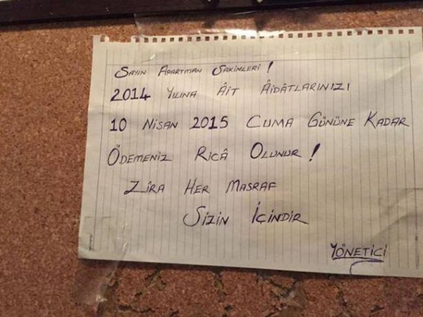 Foto - Apartmanlara asılan güldüren yazılar
