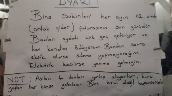 Foto - Apartmanlara asılan güldüren yazılar