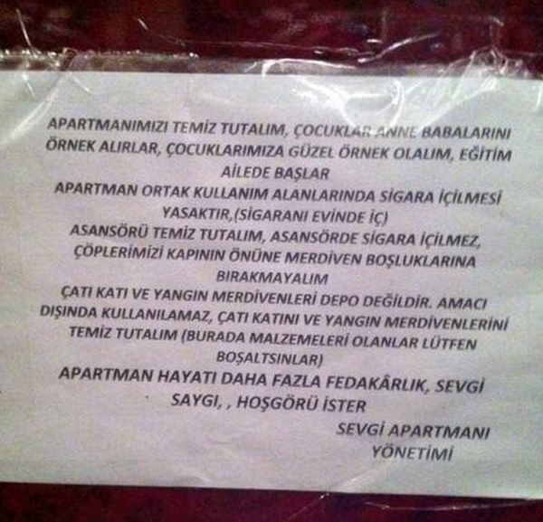 Foto - Apartmanlara asılan güldüren yazılar