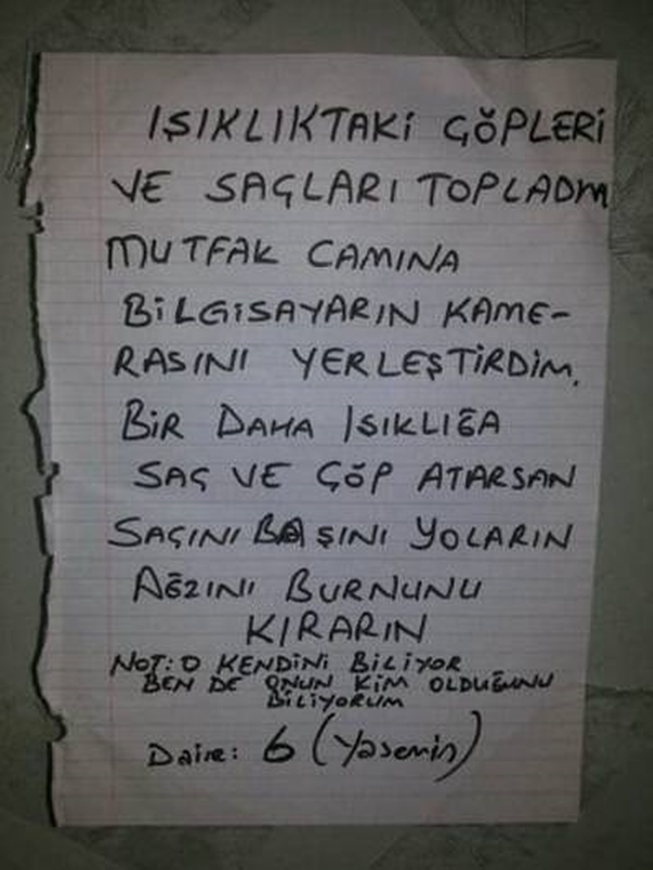 Foto - Apartmanlara asılan güldüren yazılar