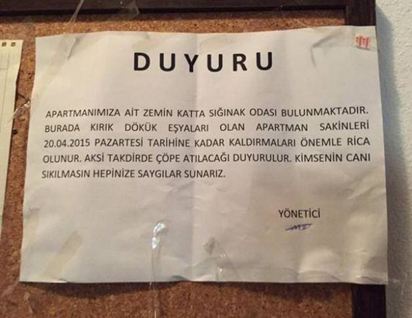 Foto - Apartmanlara asılan güldüren yazılar