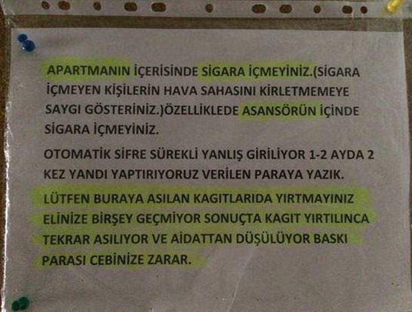 Foto - Apartmanlara asılan güldüren yazılar