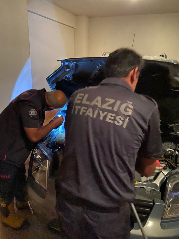 Foto - Aracın motoruna giren yılan, ekipler tarafından çıkartıldı