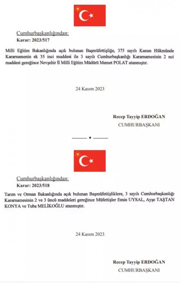 Foto - Atama ve görevden alma kararları Resmi Gazete'de yayımlandı