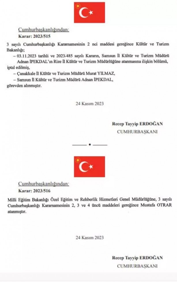 Foto - Atama ve görevden alma kararları Resmi Gazete'de yayımlandı