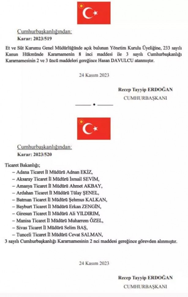 Foto - Atama ve görevden alma kararları Resmi Gazete'de yayımlandı