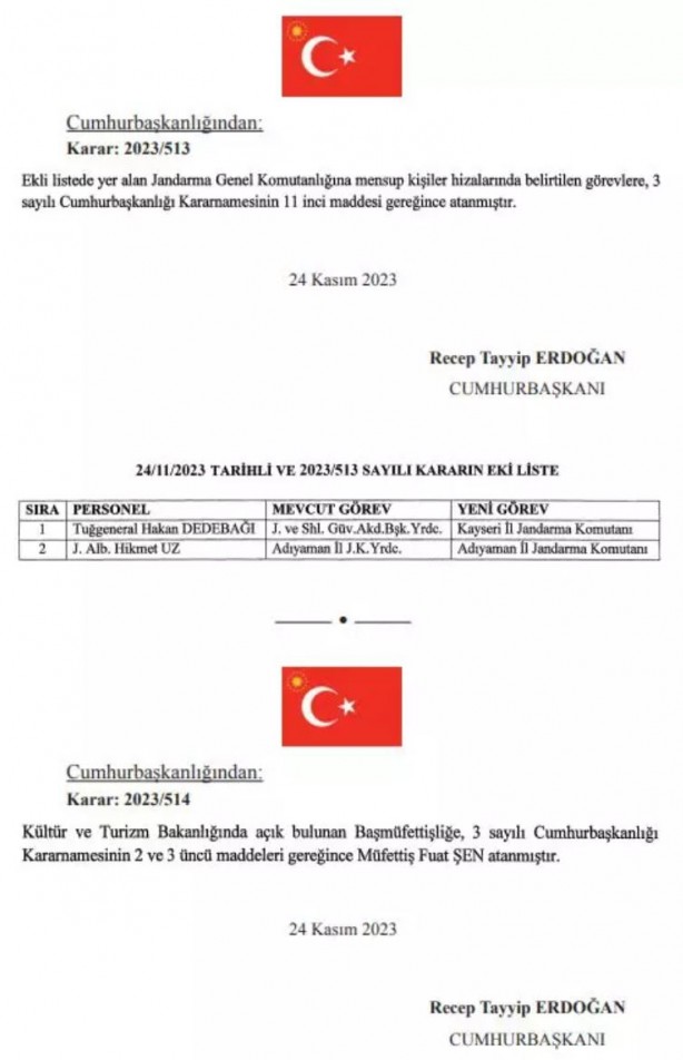 Foto - Atama ve görevden alma kararları Resmi Gazete'de yayımlandı