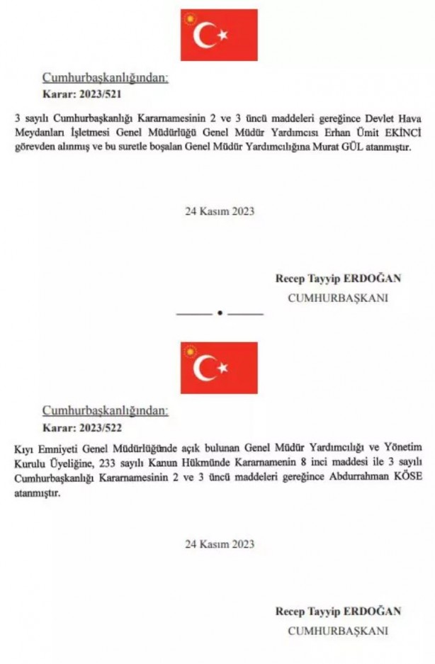 Foto - Atama ve görevden alma kararları Resmi Gazete'de yayımlandı