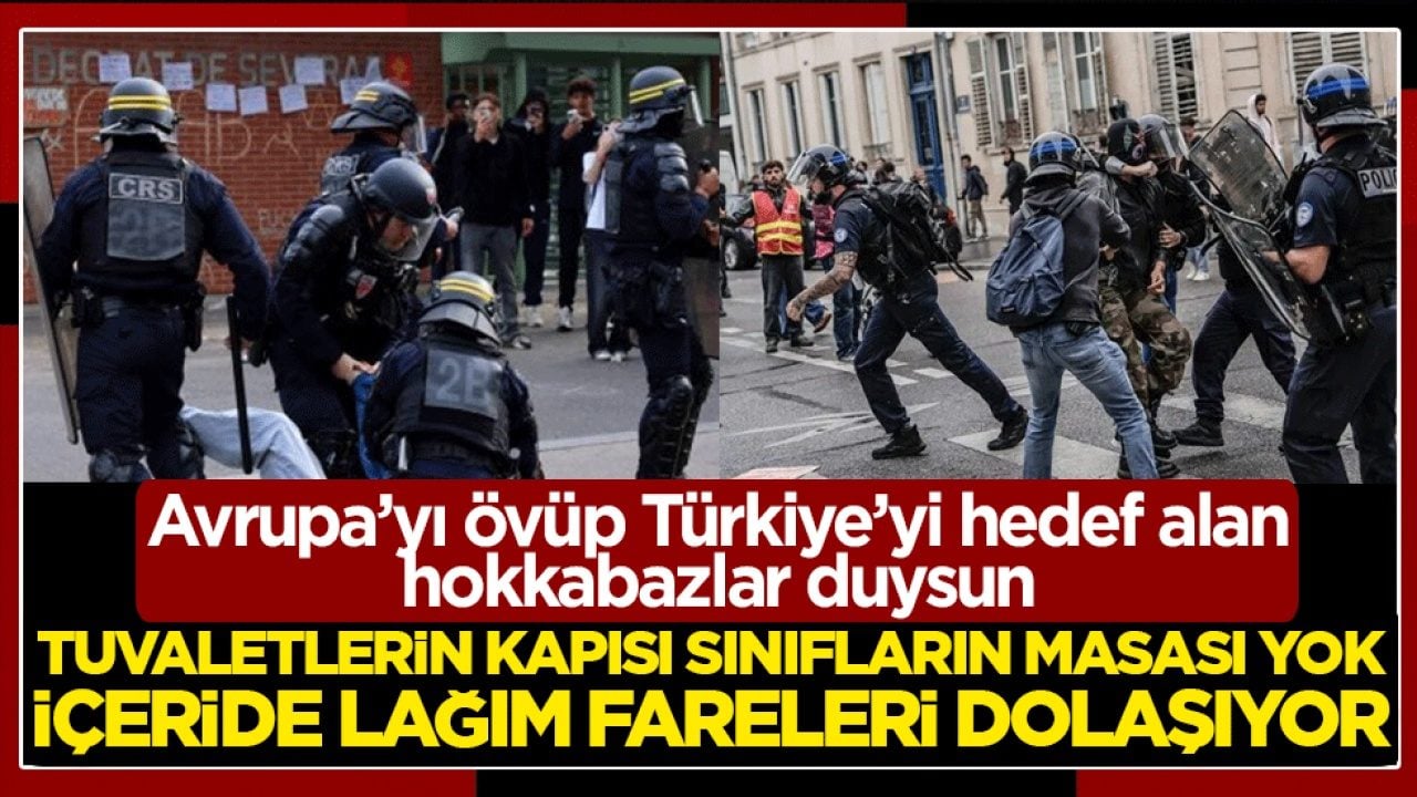 Avrupa’yı övüp Türkiye’yi hedef alan hokkabazlar duysun: Tuvaletlerin kapısı, sınıfların masası yok; içeride lağım fareleri dolaşıyor