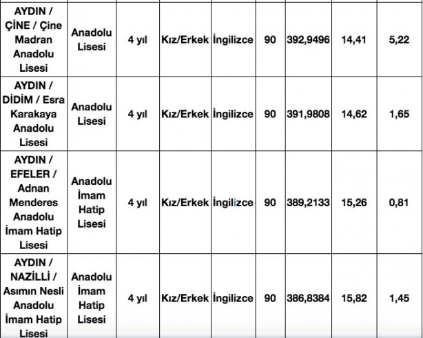 Foto - Aydın liseleri taban puanları, kontenjanları, yüzdelik dilimleri 2020