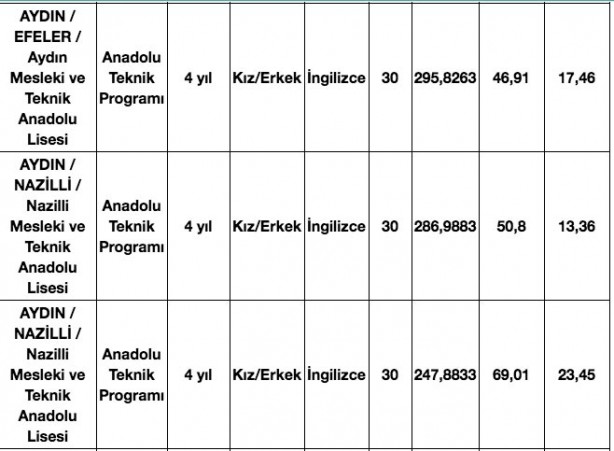 Foto - Aydın liseleri taban puanları, kontenjanları, yüzdelik dilimleri 2020