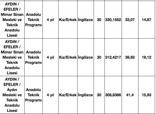 Foto - Aydın liseleri taban puanları, kontenjanları, yüzdelik dilimleri 2020