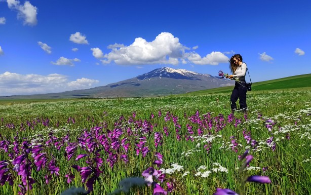 Foto - Bahar çiçekleriyle renklenen Sütey Yaylası ve Süphan Dağı hayranlık uyandırıyor