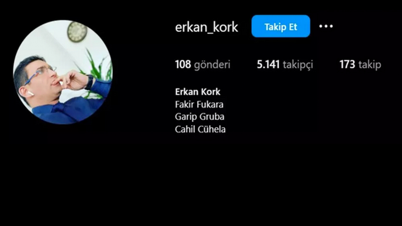 Bahis Baronu Erkan Kork'un Instagram biosu şaşkına çevirdi! Kendini 'Fakir Fukara, Garip Gureba, Cahil Cühela' diye tanıtmış
