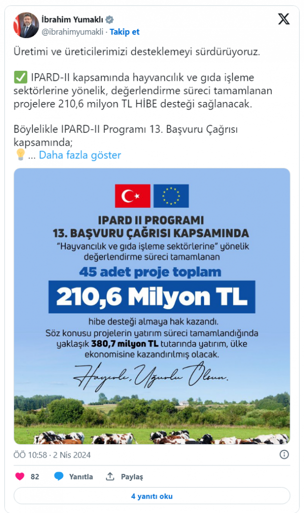 Foto - Bakan müjdeyi böyle duyurdu! 210 milyon liralık hibe ödenecek