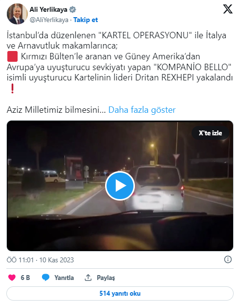 Foto - Bakan Yerlikaya duyurdu: Dritan Rexhepi yakalandı