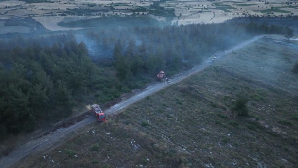 Balıkesir'de yanan bölge havadan görüntülendi
