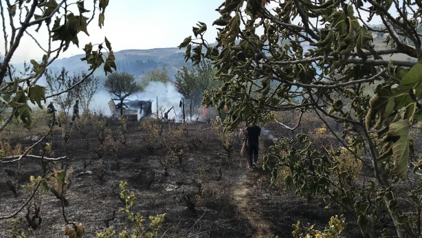 Foto - Barakadan çıkıp ağaçlık alana yayılan yangına zamanında müdahale!