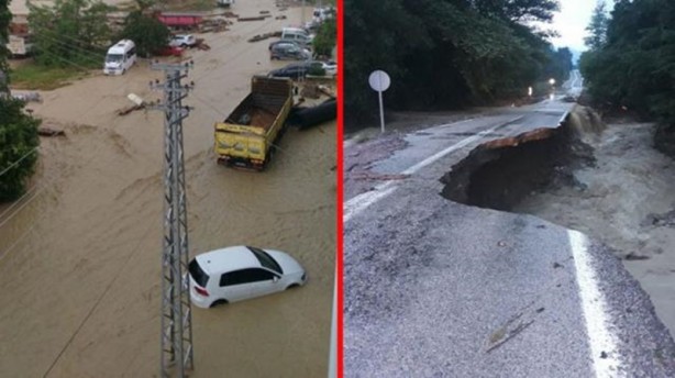 Bartın ve Sinop'ta sel felaketi! Yol çöktü, köprüler yıkıldı.... Meteoroloji uyardı