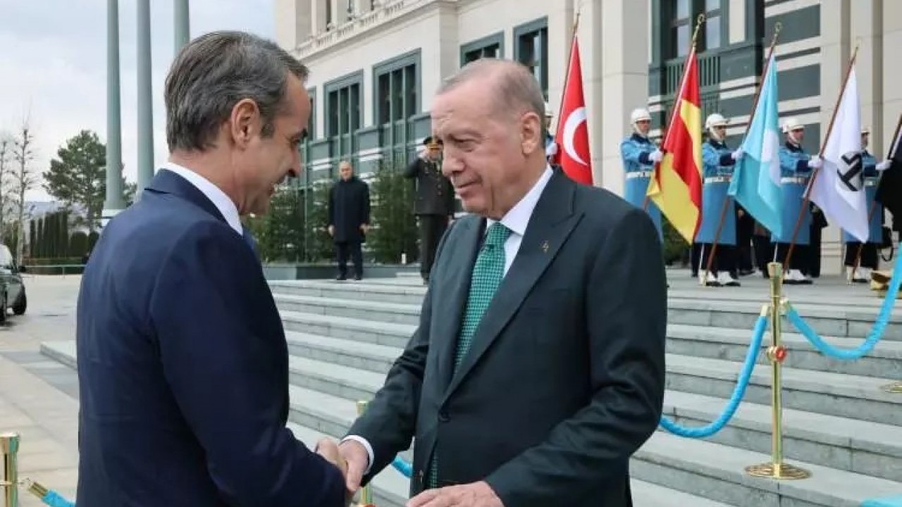 Başkan Erdoğan, Miçotakis'i kabul etti! İlk kareler geldi