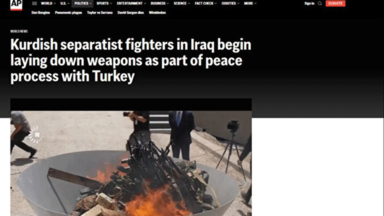 Foto - Pkk'nın feshi gündem oldu: Batı basını silah yakmayı böyle gördü!