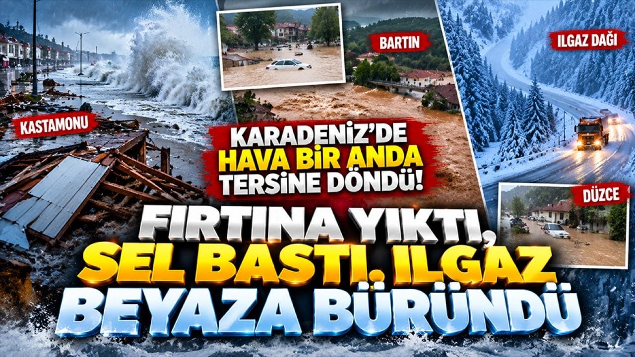 Batı Karadeniz’de fırtına ve sel alarmı! Rüzgar 116 kilometreye ulaştı, Ilgaz’a kar yağdı