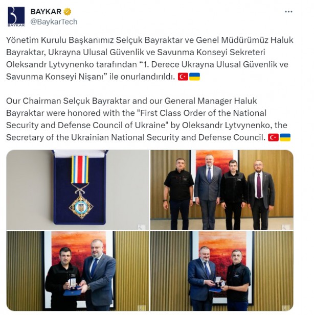Foto - Baykar, Türkiye'ye paylaştı: Selçuk Bayraktar ve Haluk Bayraktar’a 1. Derece Güvenlik ve Savunma Nişanı verildi!