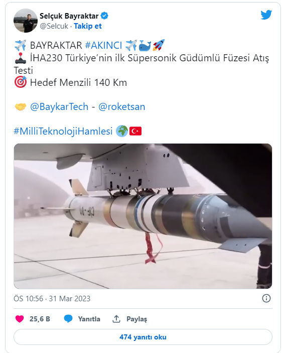 Foto - Bayraktar AKINCI'dan süpersonik güdümlü füze testi! Selçuk Bayraktar görüntüleri paylaştı