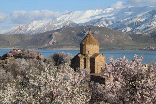 Foto - Bayramda oraya akın ettiler! Çiçek açan badem ağaçları Akdamar Adası'nı renklendirdi!