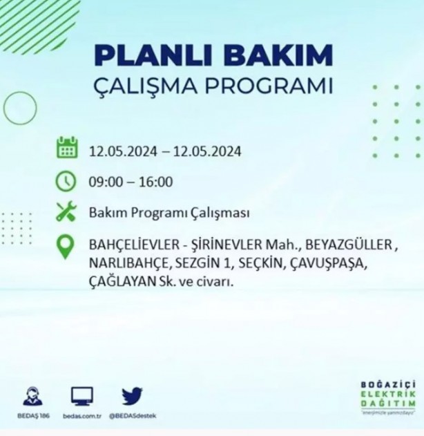 Foto - İstanbul'da elektrik kesintisi: Çok sayıda ilçe elektriksiz kalacak