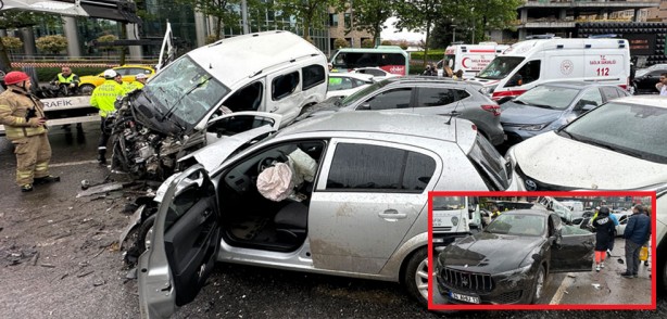 Beşiktaş'ta feci kaza! 8 araç birbirine girdi! Araçların motoru resmen yere indi!