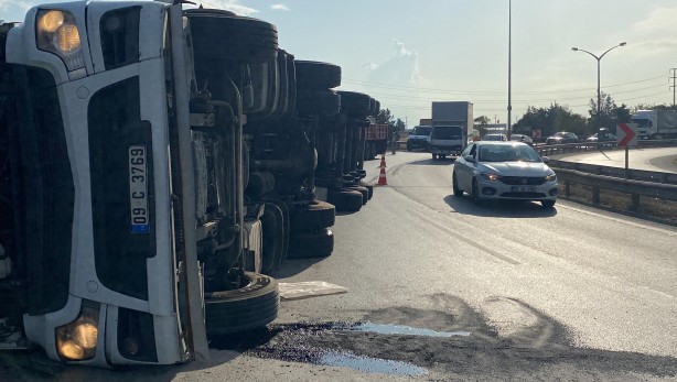 Foto - Beyaz eşya taşıyan tır devrildi