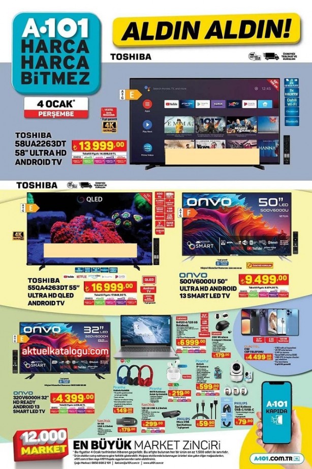 Foto - Beyaz eşyadan, televizyona yok yok... A101'de 4 Ocak'ta indirim fırtınası var