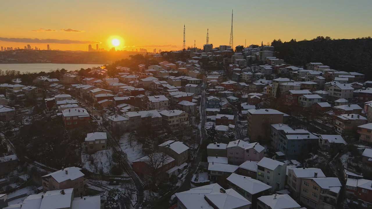 Beyaza bürünen Beykoz havadan görüntülendi