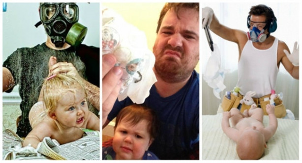 Foto - Bez değiştiren babaların birbirinden komik halleri