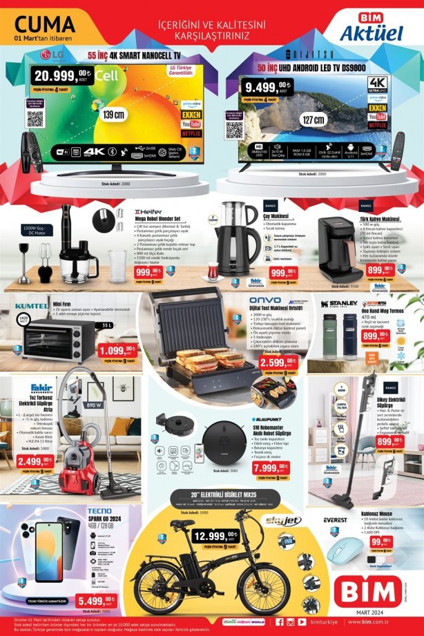Foto - BİM, mart indirimlerinde coşturuyor! Kataloğu gören sabah yüzünü yıkamadan koşacak! İşte o indirimler 