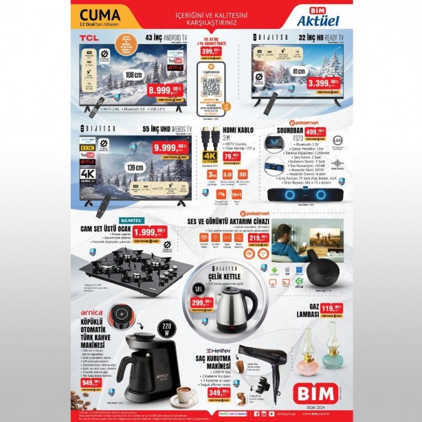 Foto - BİM'den dev kampanya! 3 bin 399 liraya televizyon, 259 liraya ısıtıcı satılacak, tarih verildi