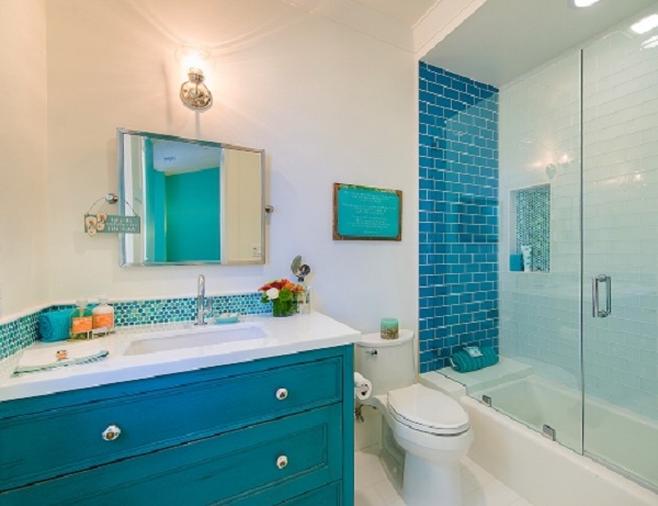 Foto - Evinizde uygulamak isteyeceğiniz birbirinden şık mavi banyo tasarımları