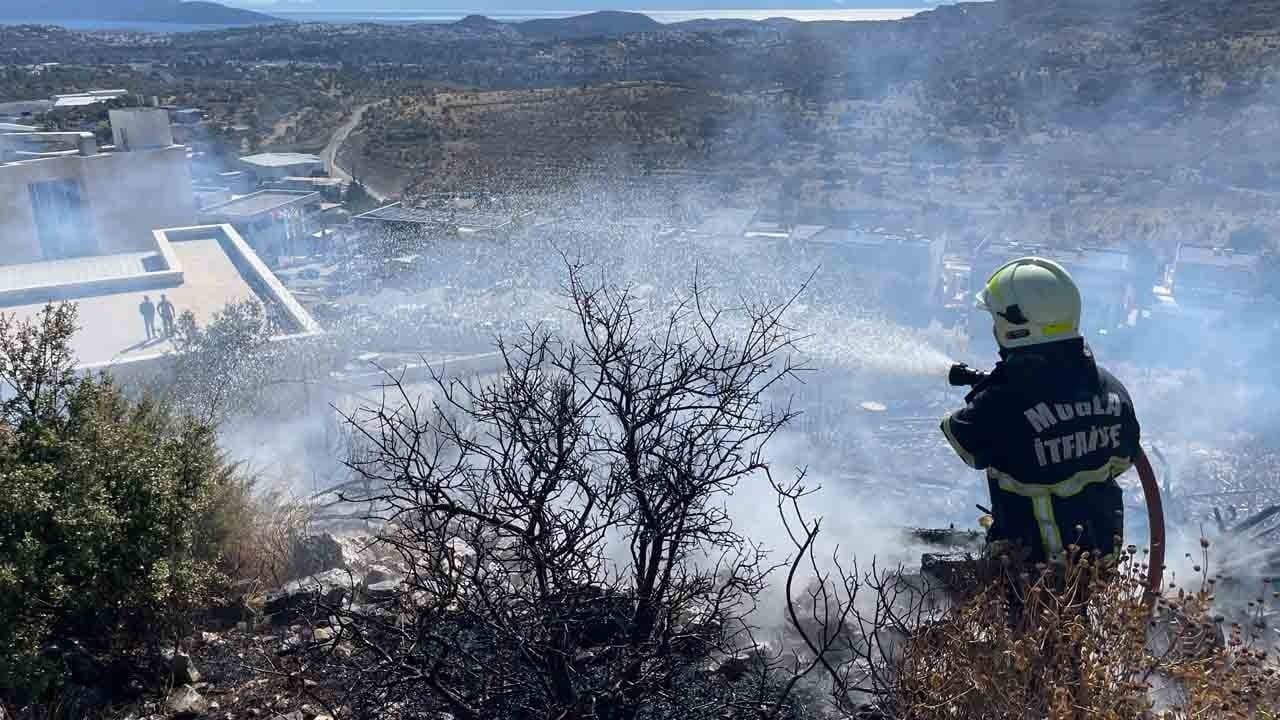 Foto - Bodrum'da makilik alanda yangın çıktı: Alevler rüzgarın etkisiyle yayıldı 