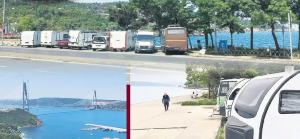 Foto - Boğaz'a sahip çıkacak belediye yok mu? Yeni moda tekerlekli yalı karavanlar...